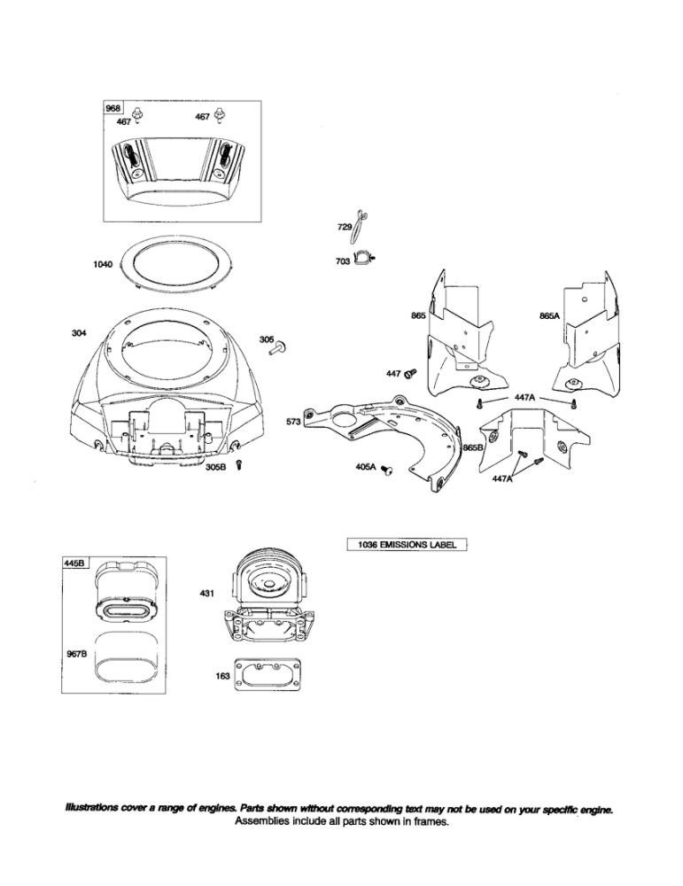 Housing/Cover/Plate Diagram and Parts List for 44K700 0026-0124 Briggs and Stratton Engine